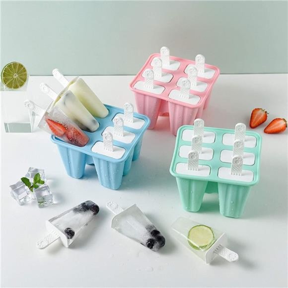 Popsicle Molds 6 Pieces Silicone Ice Pop Molds - Picture 6 of 7